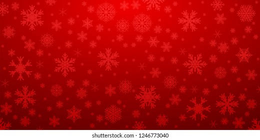 Fondo de copo de nieve rojo con copos de nieve transparentes - vectorial