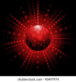 red snowflake bauble on a glowing background