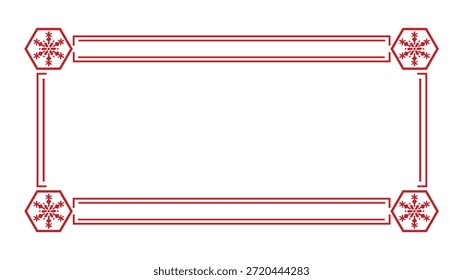 Red Snowflake Border with Hexagon Corner Icons Festive Horizontal Frame for Greeting Cards and Invitations - Powered by Shutterstock - Get 15% off with code: PIKWIZARD15