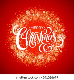 Red Snowflake Christmas Wreath. Vector illustration EPS10