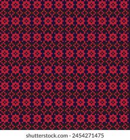 Red Snowflake fair isle pattern design for fashion textiles, knitwear and graphics
