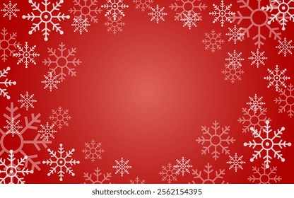 Red Snowflake Frame Background. Vector Illustration.