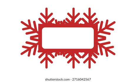 Marco rojo del copo de nieve con el espacio blanco en blanco para la Ilustración vectorial del texto