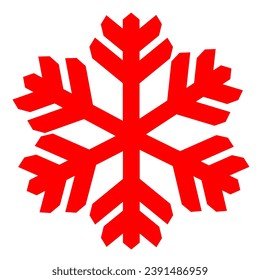Red snowflake glyph icon in white background, New year and Christmas