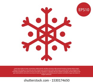 Red Snowflake icon isolated on white background.  Vector Illustration