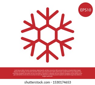 Red Snowflake icon isolated on white background.  Vector Illustration
