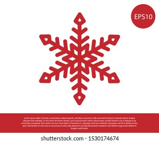 Red Snowflake icon isolated on white background.  Vector Illustration