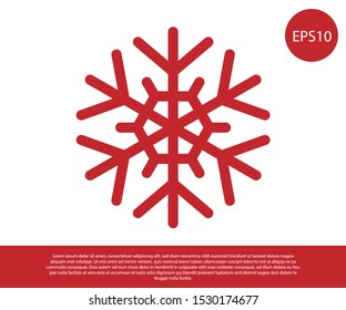 Red Snowflake icon isolated on white background.  Vector Illustration