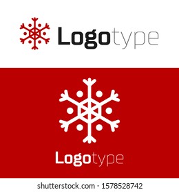 Red Snowflake icon isolated on white background. Logo design template element. Vector Illustration