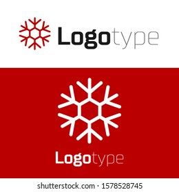 Red Snowflake icon isolated on white background. Logo design template element. Vector Illustration