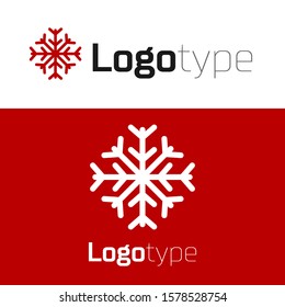 Red Snowflake icon isolated on white background. Logo design template element. Vector Illustration