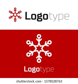 Red Snowflake icon isolated on white background. Logo design template element. Vector Illustration