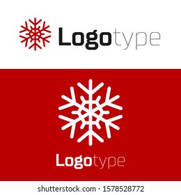 Red Snowflake icon isolated on white background. Logo design template element. Vector Illustration