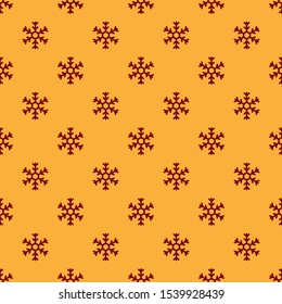 Red Snowflake icon isolated seamless pattern on brown background.  Vector Illustration