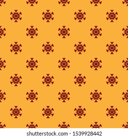 Red Snowflake icon isolated seamless pattern on brown background.  Vector Illustration