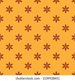 Red Snowflake icon isolated seamless pattern on brown background.  Vector Illustration