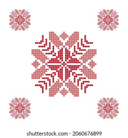 Red snowflake isolated on white background. Ornament. 
Ethnic motive. Vector illustration. Snowflake.