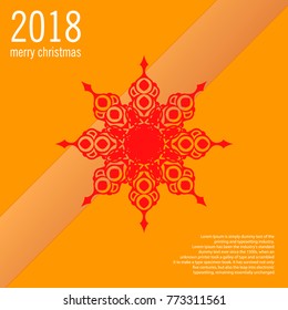 Red snowflake on an orange background EPS 10