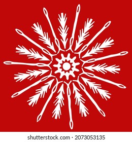 copo de nieve rojo sobre fondo blanco
