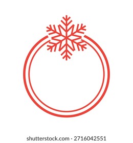 Red snowflake ornament frame with copy space vector illustration