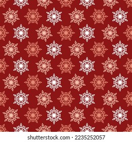 Patrón de copos de nieve rojos sin fisuras para la decoración de las vacaciones de Navidad. ilustración vectorial del arte de diciembre de navidad