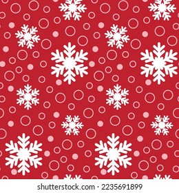 Red snowflake seamless pattern for Christmas holiday december art vector illustration