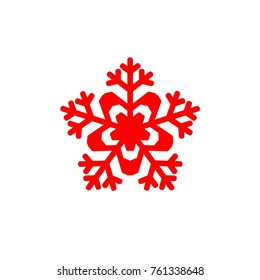 Red snowflake vector image on white background.