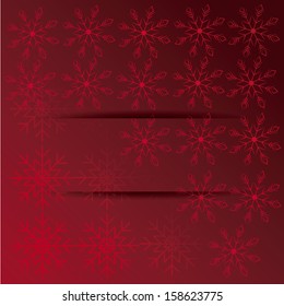 a lot of red snowflakes in a pattern in a red gradient background