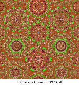 Red snowflakes seamless pattern in abstract style. New Year 2017 collection. Freehand ethnic Xmas sketch. Ornamental artistic vector illustration in red colors for Merry christmas cards.