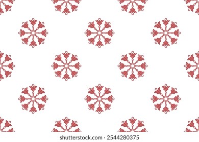 Red snowflakes Seamless vector pattern Packaging paper Textile Wrapping paper Napkin Winter holiday Simple winter design Isolated background December mood Christmas time Xmas season