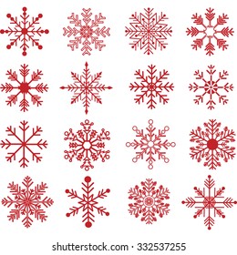 Red Snowflakes Silhouette set