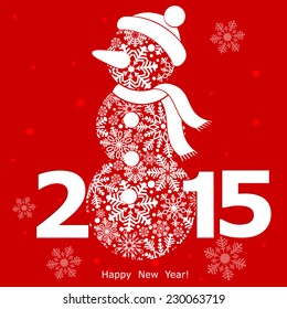 Red snowman new year. Vector illustration