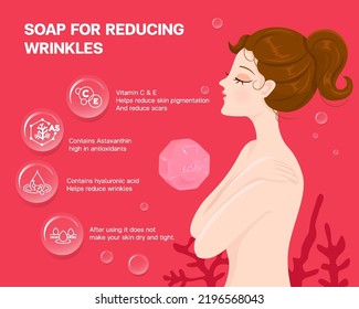 Red soap for reducing wrinkles