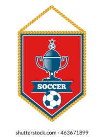 Red soccer pennant isolated white