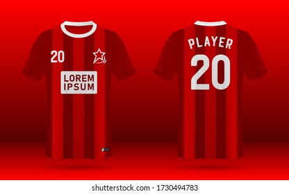 Plantilla de jersey del equipo de fútbol rojo