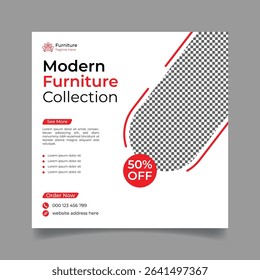 red social media posts collection for interior design furniture editable post collection