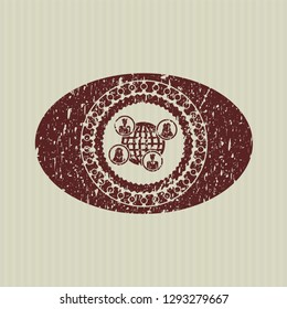 Red social network icon inside rubber texture