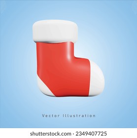 red sock in 3d vector illustration