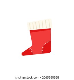 Vector de dibujos animados Red Sock. Vector de dibujos animados de calcetines de Navidad.