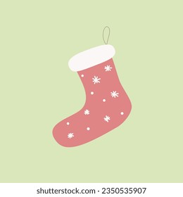Red sock for Christmas gifts isolated vector illustration.