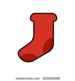 Red sock icon isolated on white background, christmas sock,vector illustration.