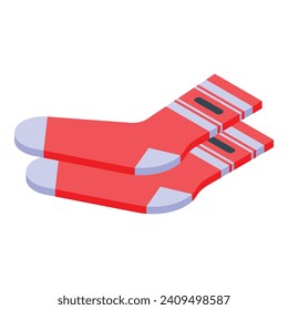 Red sock icon isometric vector. Cute pair. Food fashion