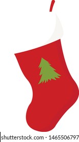 Red sock, illustration, vector on white background.