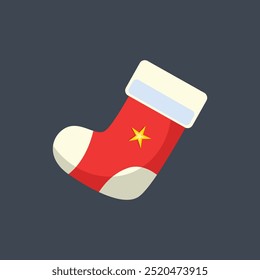 red sock with star emblem in flat vector design.
