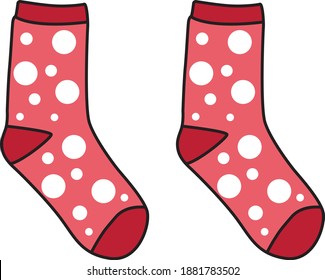 Red socks ,illustration, vector on white background.