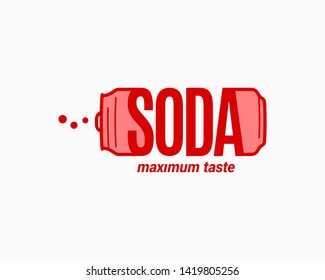 Red soda aluminum can icon. Soda can letters design on white background