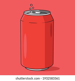 Red soda can with soda bubble 