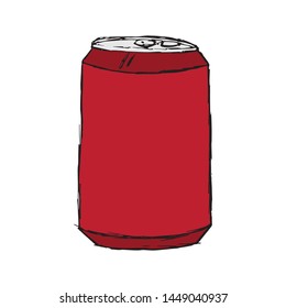 Red soda can hand drawn vector illustration