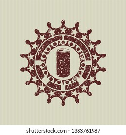 Red soda can icon inside distressed rubber texture
