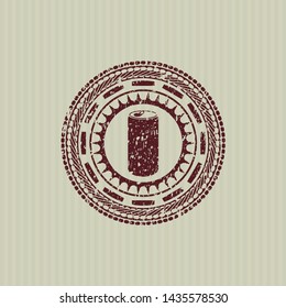 Red soda can icon inside distress grunge style stamp